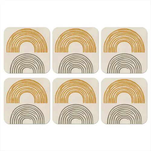 Bogen - Lijnen - Oranje - Minimalistisch onderzetter kurk middel -3d