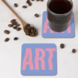 Art - Roze - Blauw onderzetter kurk middel -sfeer2
