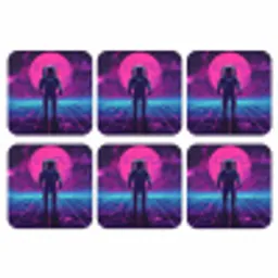 Astronaut - Maan - Roze - Sterrennevels onderzetter kurk middel -3d