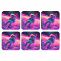Astronaut - Neon - Roze - Wolken onderzetter kurk middel -3d