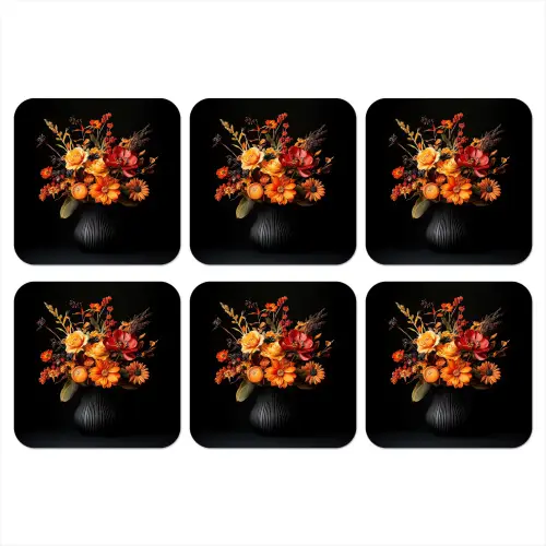 Herfst - Boeket - Oranje onderzetter kurk middel -3d