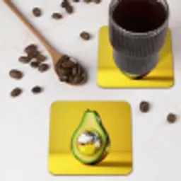 Avocado - Discobal - Geel - Glitter onderzetter kurk middel -sfeer2