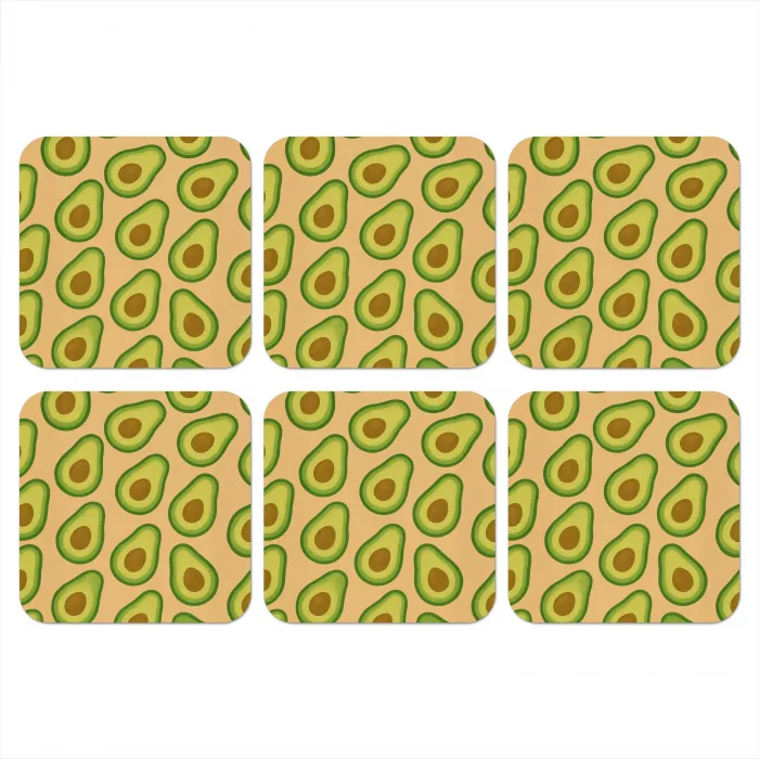 Avocado - Patroon - Groen - Pit onderzetter kurk middel -3d
