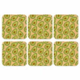 Avocado - Patroon - Groen - Pit onderzetter kurk middel -3d