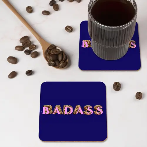 Badass - Panterpint - Schaduw - Roze onderzetter kurk middel -sfeer2