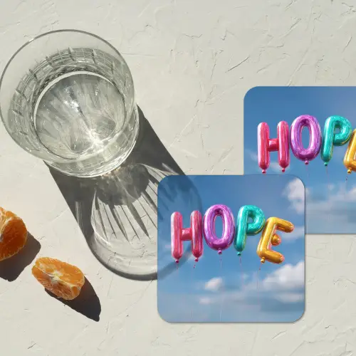 Ballonen - Lucht - Hope onderzetter kurk middel -sfeer4