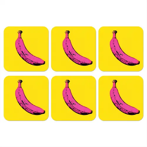 Banaan - Grafisch - Geel onderzetter kurk middel -3d