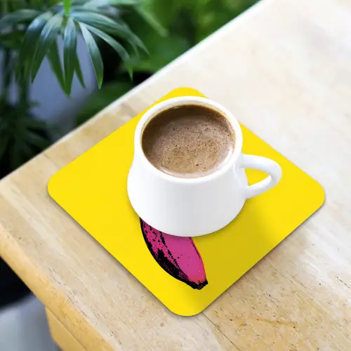 Banaan - Grafisch - Geel onderzetter kurk middel -sfeer5