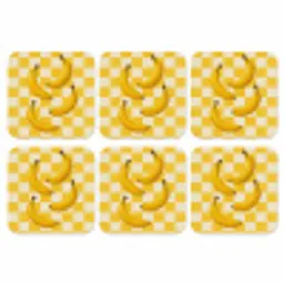Bananen - Geel - Geblokt onderzetter kurk middel -3d