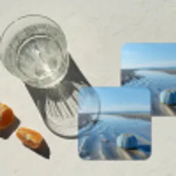 Strand - Schild - Water - Blauw onderzetter kurk middel -sfeer4