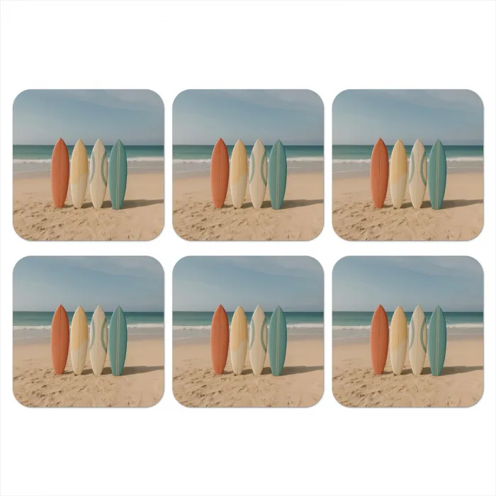 Strand - Surfbord - Pastel onderzetter kurk middel -3d