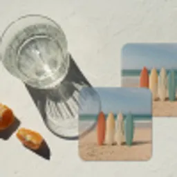 Strand - Surfbord - Pastel onderzetter kurk middel -sfeer4