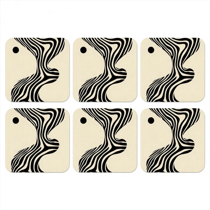Beige - Lijnen - Golvend - Abstract onderzetter kurk middel -3d