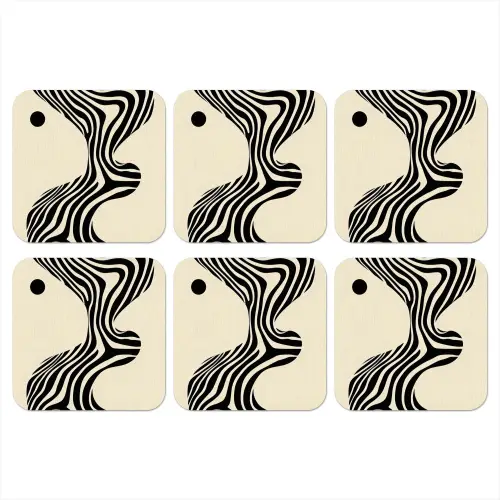 Beige - Lijnen - Golvend - Abstract onderzetter kurk middel -3d