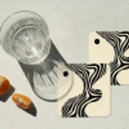 Beige - Lijnen - Golvend -  Abstract onderzetter kurk middel -sfeer4