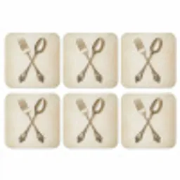 Beige - Vintage - Bestek onderzetter kurk middel -3d