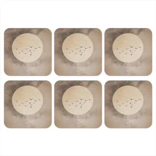 Vogel - Beige - Japandi onderzetter kurk middel -3d