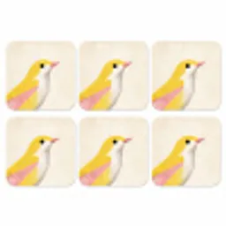 Vogel - Minimalistisch - Geel onderzetter kurk middel -3d