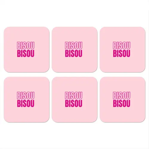 Bisou - Roze - Minimalistisch onderzetter kurk middel -3d