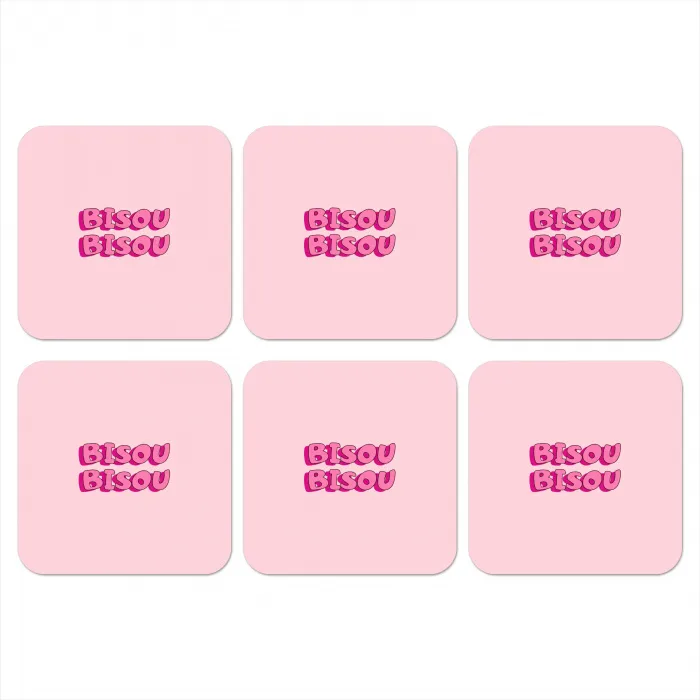 Bisou - Roze - Schaduw onderzetter kurk middel -3d