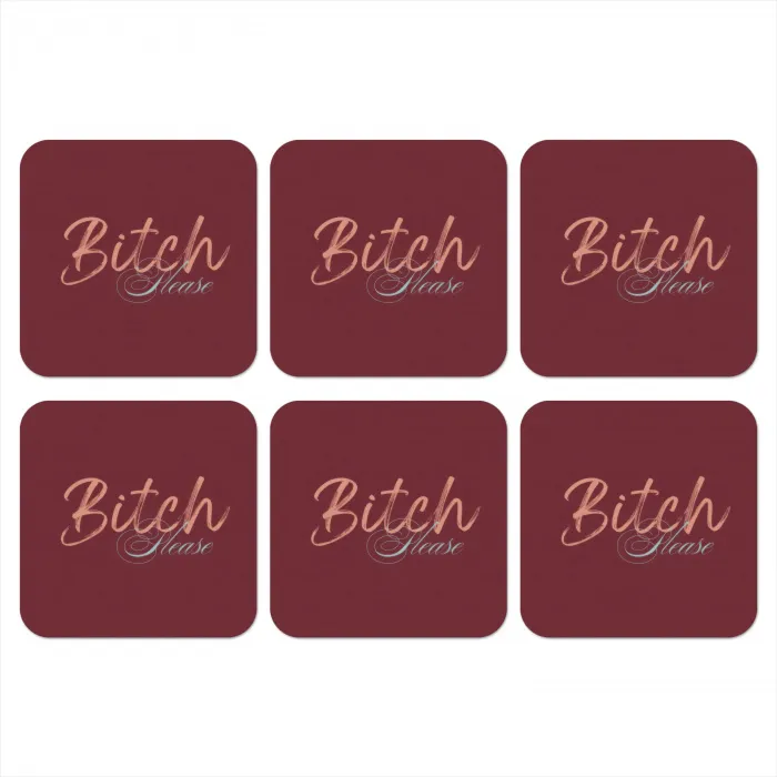 Bitch please - Rood - Blauw onderzetter kurk middel -3d