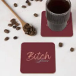 Bitch please - Rood - Blauw onderzetter kurk middel -sfeer2