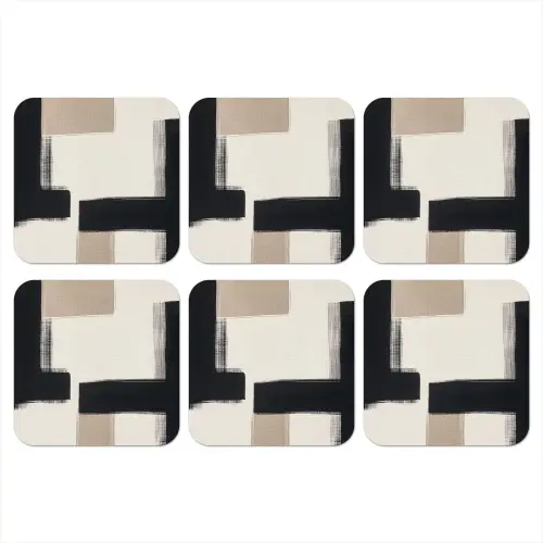 Zwart - Abstract - Japandi onderzetter kurk middel -3d