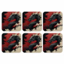 Zwarte draak - Rookwolken - Rood onderzetter kurk middel -3d