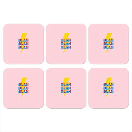 Blah - Bliksem - Roze onderzetter kurk middel -3d