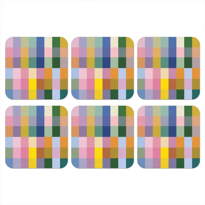 Blokken - Vierkant - Patroon - Gekleurd onderzetter kurk middel -3d