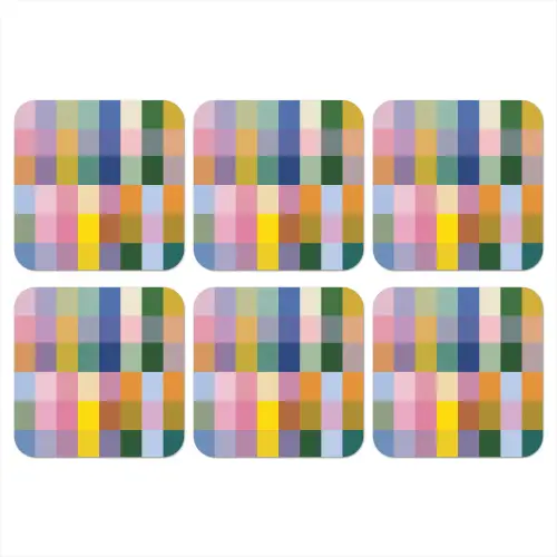 Blokken - Vierkant - Patroon - Gekleurd onderzetter kurk middel -3d