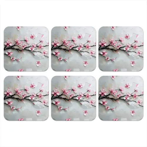 Bloesem - Kunstzinnig - Roze - Sakura onderzetter kurk middel -3d