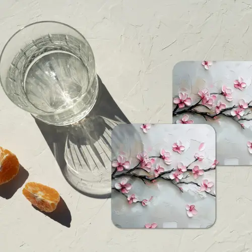 Bloesem - Kunstzinnig - Roze - Sakura onderzetter kurk middel -sfeer4