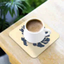 Blauw koraal - Vertakkingen - Beige onderzetter kurk middel -sfeer5