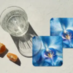 Blauw - Orchidee - Elegeant onderzetter kurk middel -sfeer4