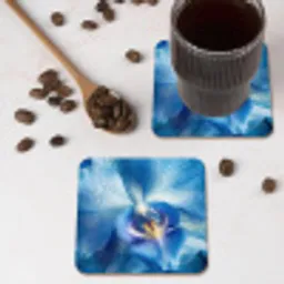 Blauw - Orchidee - Elegeant onderzetter kurk middel -sfeer2