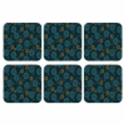 Blauw - Patroon - Retro onderzetter kurk middel 366 -3d