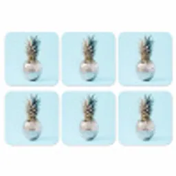 Blauw - Ananas - Disco - Discobal onderzetter kurk middel -3d