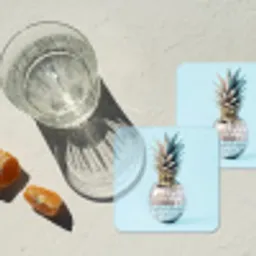 Blauw - Ananas - Disco - Discobal onderzetter kurk middel -sfeer4