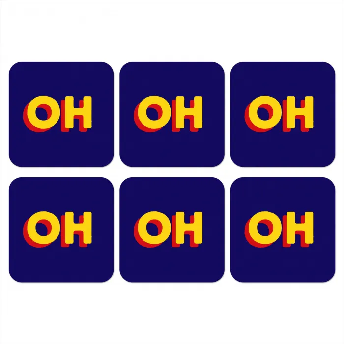 Blauw - Geel - OH - Schaduw onderzetter kurk middel -3d