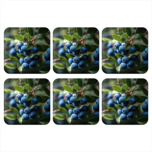 Blauwe bessen - Dauwdruppels - Natuurlijk licht onderzetter kurk middel -3d