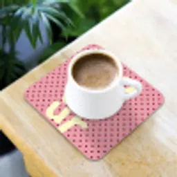 Bonjour - Stippen - Roze- Geel onderzetter kurk middel -sfeer5