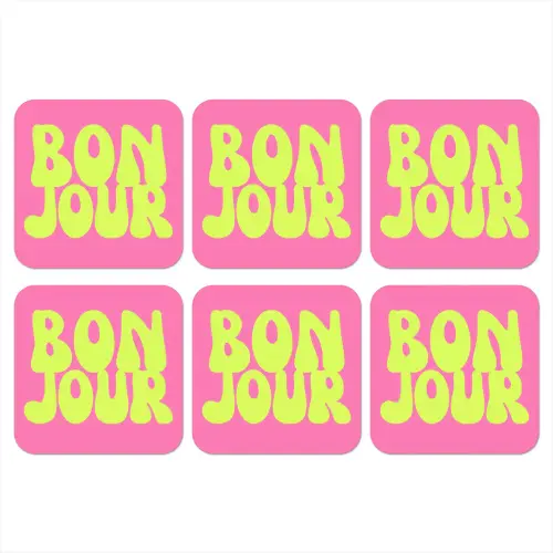Bonjour - Roze - Fel groen onderzetter kurk middel -3d