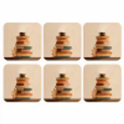 Boeken - Toren - Koffie - Beige onderzetter kurk middel -3d