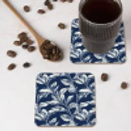 Botanisch - Patroon - Blauw onderzetter kurk middel 366 -sfeer2