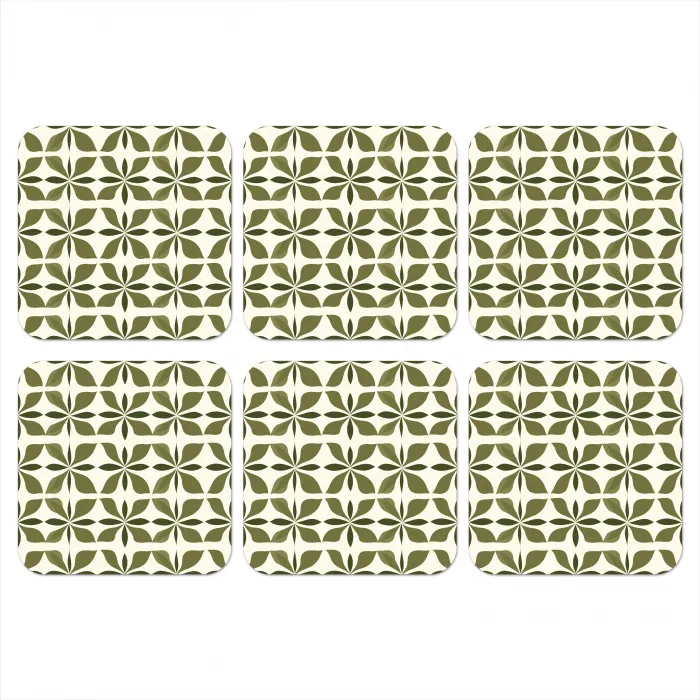 Botanisch - Retro - Groen onderzetter kurk middel 366 -3d