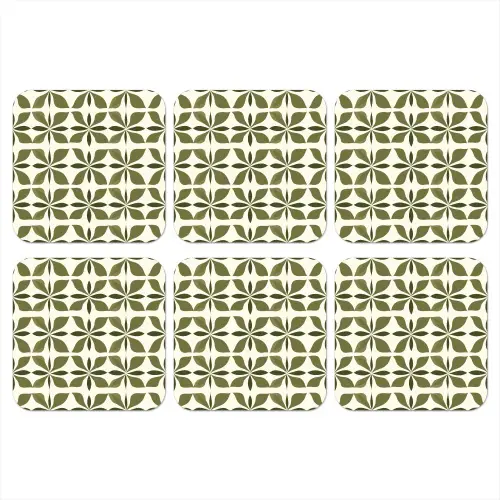 Botanisch - Retro - Groen onderzetter kurk middel 366 -3d