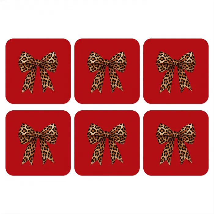 Strik - Sierlijk - Panter - Rood onderzetter kurk middel -3d