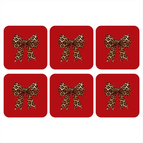 Strik - Sierlijk - Panter - Rood onderzetter kurk middel -3d