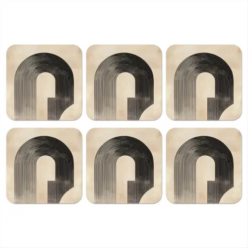 Boog - Strepen - Minimalistisch - Zwart onderzetter kurk middel -3d